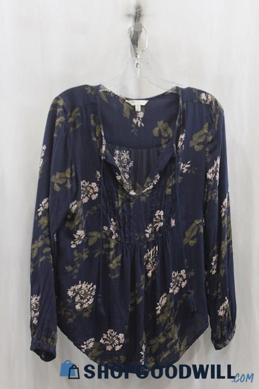 Lucky Brand Womens Navy Floral Tunic Shirt Sz M