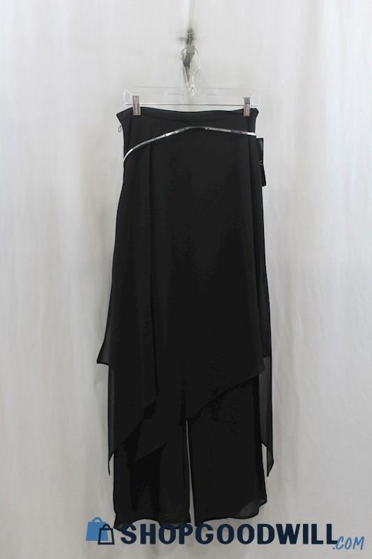 NWT MSK Women's Black Mesh Flare Pull On Pant SZ 12