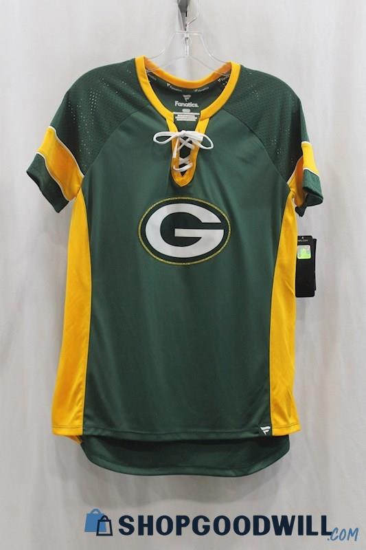 NWT NFL Women's Green/Yellow Green Bay Packers #12 Rodgers Football Jersey SZ M