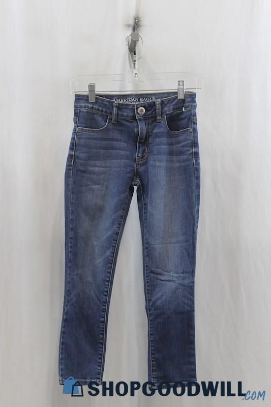 American Eagle Womens Blue Crop Skinny Jeans Sz 00