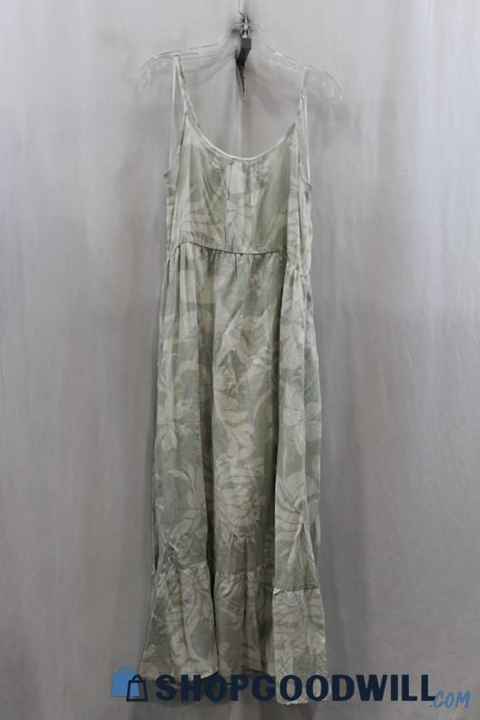 NWT Kiwi + Punch Womens Sage Green/White Floral Maxi Dress Sz L