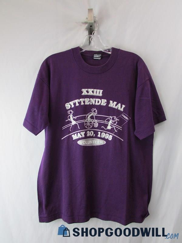 1995 XXIII Syttende Mai Purple Vintage Single-Stitch T-Shirt SZ L