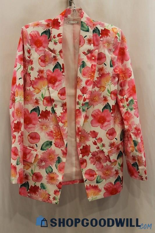 Staccato Women's Pink/White Floral Print Open Blazer SZ S