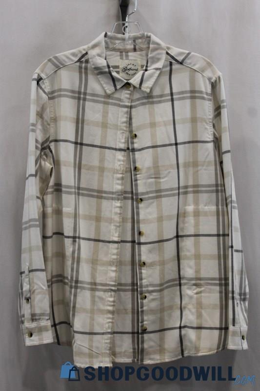 Jach's Men's White/Gray Plaid Button Up Shirt SZ M