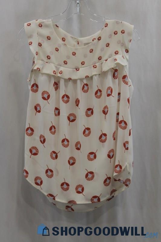 NWT Loft Women's White/Red Design Pattern Tank Blouse SZ XS