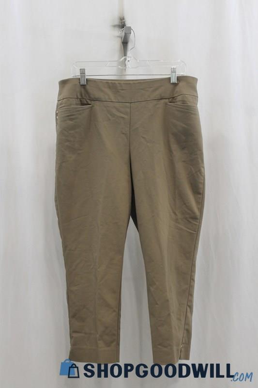 Chicos Womens Mocha Brown Slim Ankle Pullon Pants Sz L