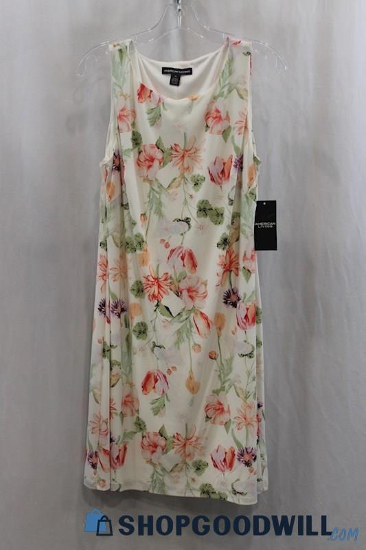 NWT American Living Women's White/Pink Floral Print Tank Dress SZ 10