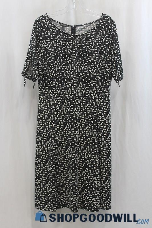 NWT Talbots Women's Black/White Dot Print Sheath Dress SZ M