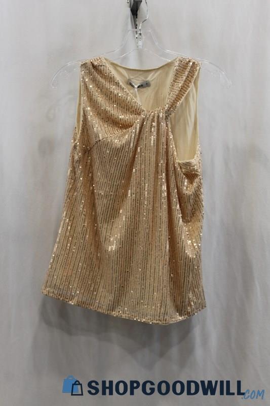 NWT Grace Karin Women's Rose Gold Sequin Tank Blouse SZ M