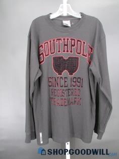 South Pole Men's Black/Red Embroidered Waffle Knit Long Sleeve T-Shirt SZ XL