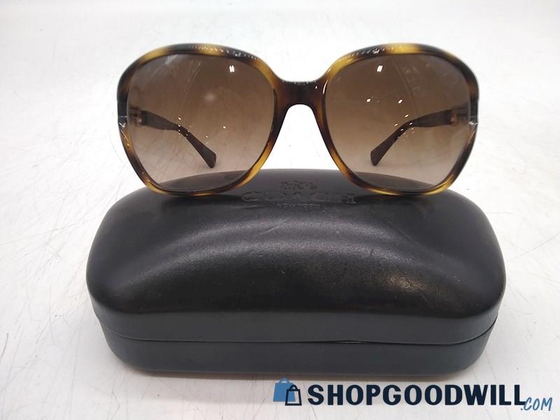 Coach Women's Brown Tortoise Plastic Oversized Frame Sunglasses 