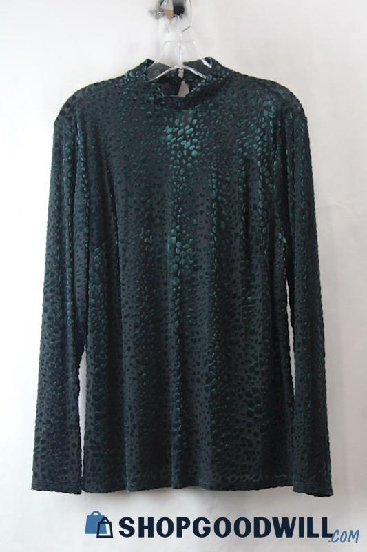 Lane Bryant Women's Black/Teal Velvet Speckled Long Sleeve Top 14/16