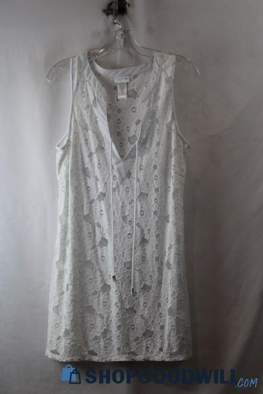 Dotti Women's White Eyelet Pattern V Neck Cover Up SZ M