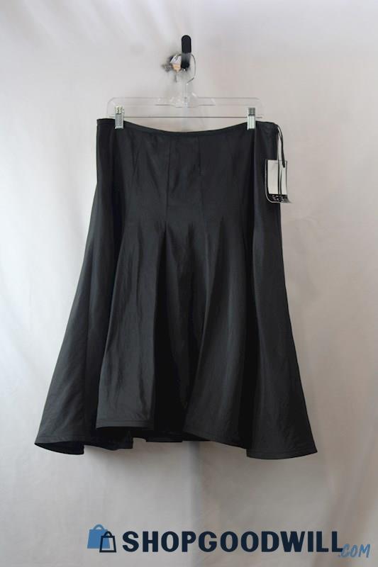 NWT JR Nites Women's Black Pleated Flare Satin Skirt SZ 14