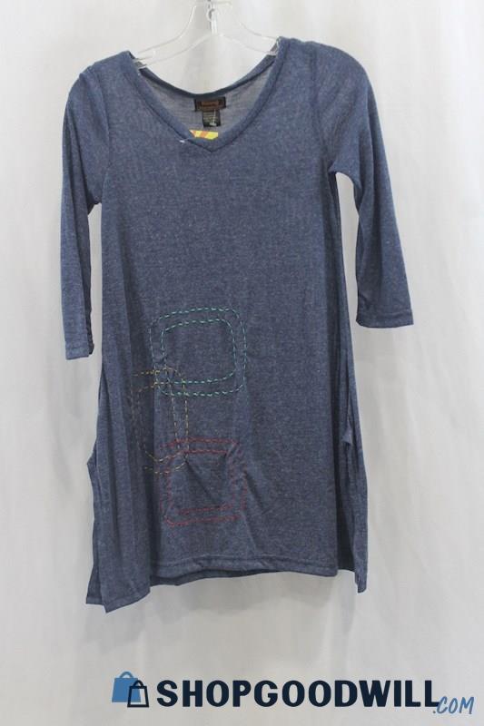 NWT Rising International Women's Blue Tunic Shirt SZ S