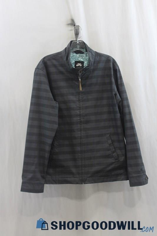 Nike SB Mens Gray Skate Plaid Full Zip Jacket Sz L