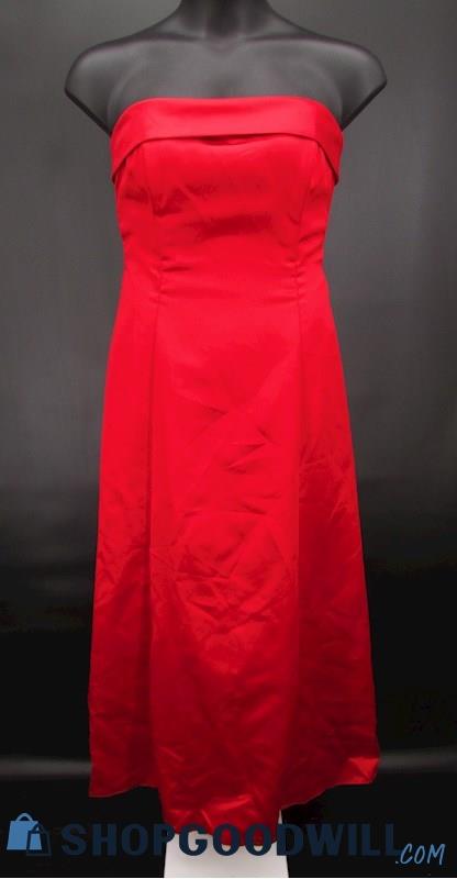 Jump Apparel Juniors Red Folded Hem Strapless A Line Formal Gown SZ 15