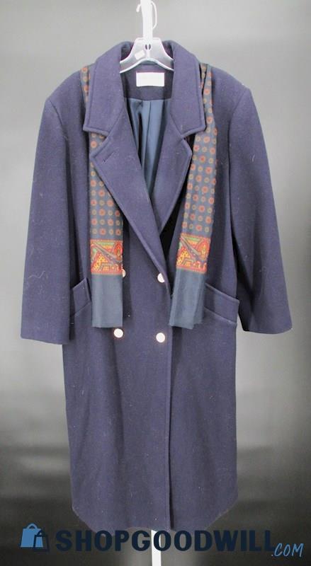 Forecaster Women's Vintage Navy Double Breasted Wool Winter Trench Coat SZ 14