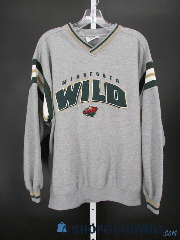 NHL Minnesota Wild Men's Vintage Grey Embroidered Crewneck Sweatshirt SZ L