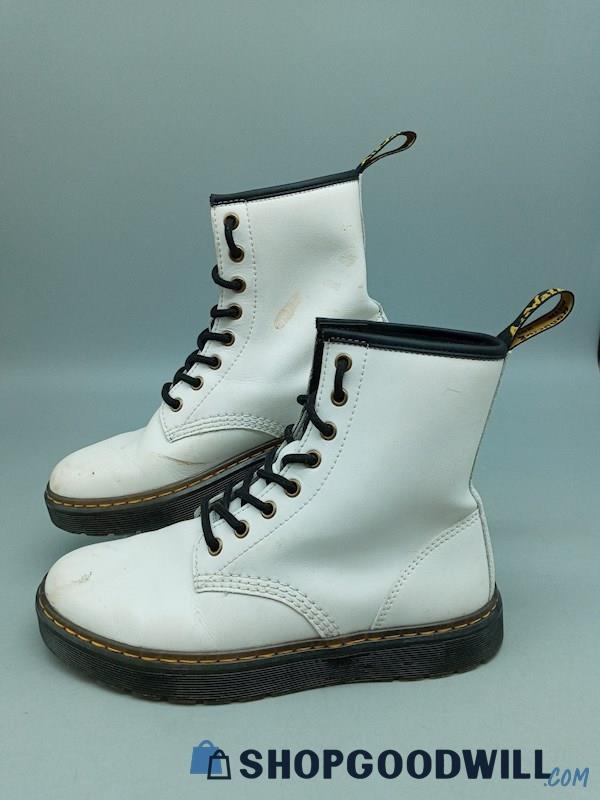 Dr. Marten's Women's White & Black Leather Ankle Boots SZ 8