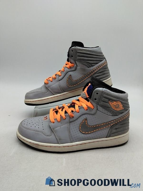 Nike Air Jordan 1 Men's Wolf Gray /Orange Retro 93  Basketball Sneaker SZ 9