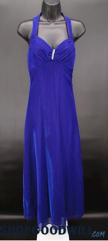 Maurices Juniors Purple Glitter Empire Waist Cage Back Formal Gown SZ 5