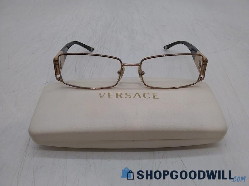 Versace Women's Brown Tortoise Plastic/ Rhinestone Frame Prescription Eyeglasses