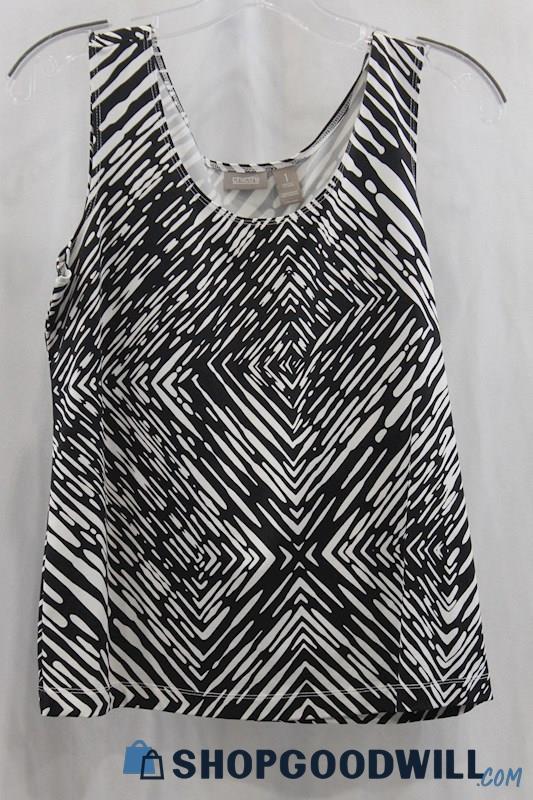 Chico's Women's Black/White Tank Blouse SZ M