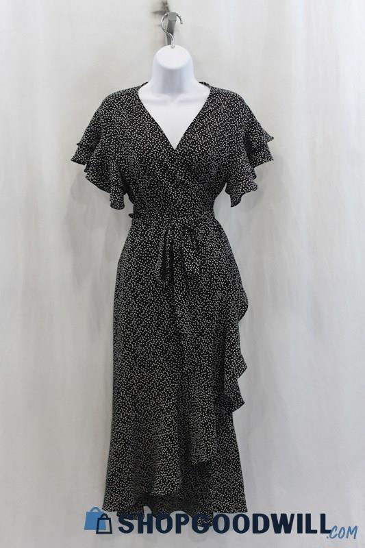 NWT Max Studio Womens Black/White Pattern Wrap Dress Sz S