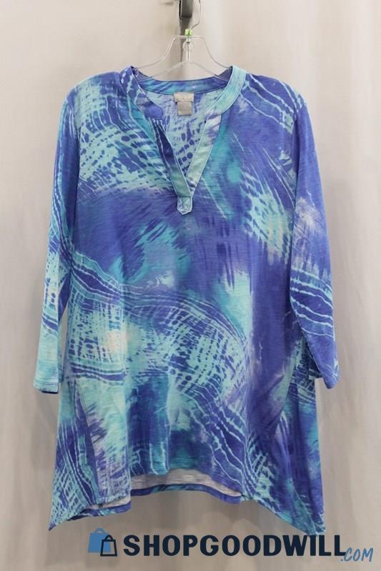 Chico's Women's Blue Pullover Blouse SZ L