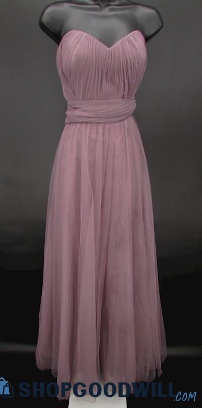 Revelry Women's Dusty Purple Strapless Sweetheart Pleated Tulle Gown SZ 10