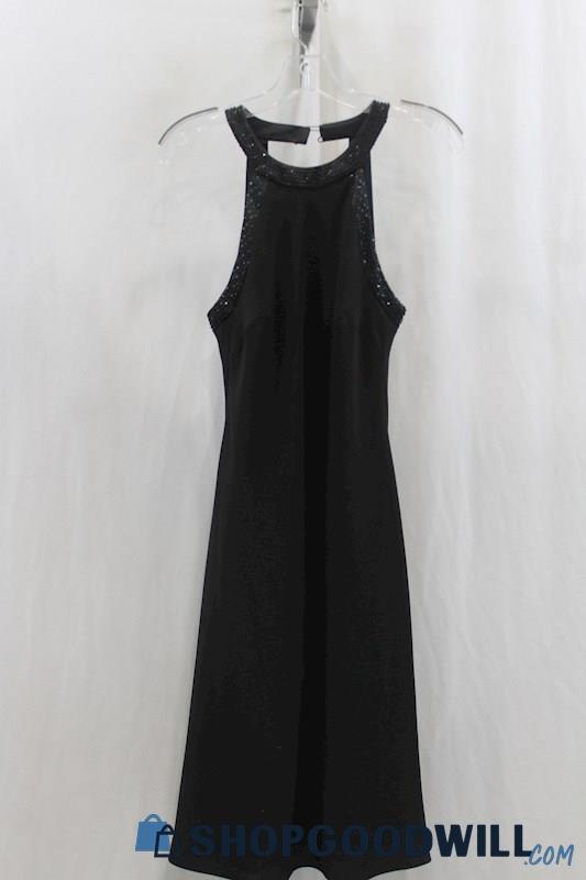 NWT Jones NY Womens Black Halter Rhinestone Swing Dress Sz 4