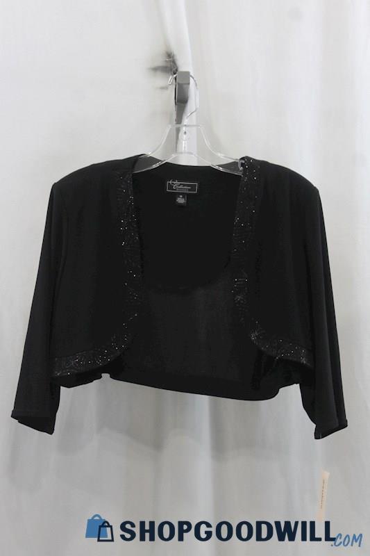 NWT Dressbarn Womens Black Shimmer Crop Cardigan Sz 12