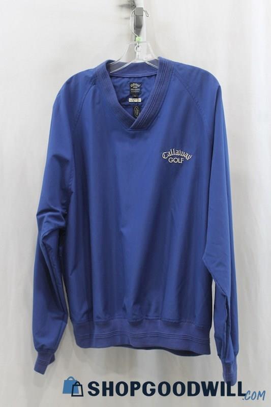 NWT Callaway Mens Royal Blue V-Neck Windbreaker Sweater Sz L