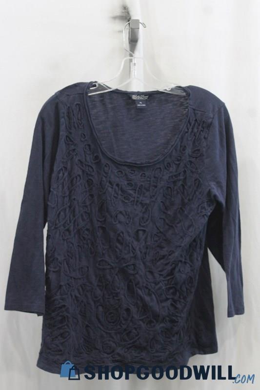 Lucky Brand Women's Navy Lace Long Sleeve Shirt SZ XL