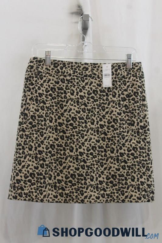 NWT Loft Womens Black/Brown Animal Print A-Line Skirt Sz 4