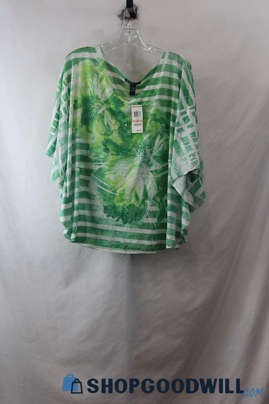 NWT INC International Concepts Woman's Green Blouse sz 2X