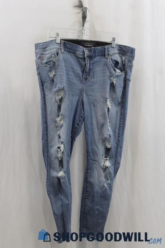 Torrid Women's Blue Wash Ripped Skinny Jean SZ 22S