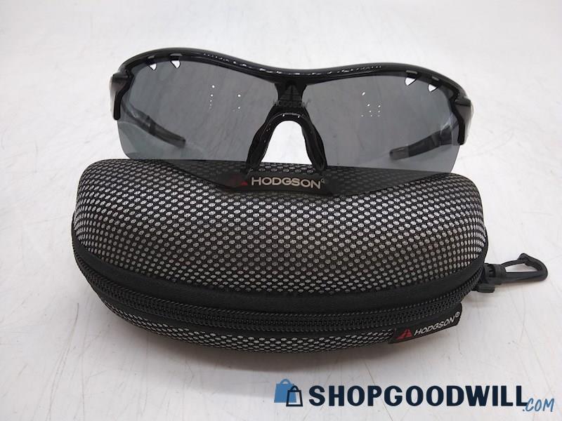 Hodgson Men's Black Plastic Wrap Around Frame Sunglasses 