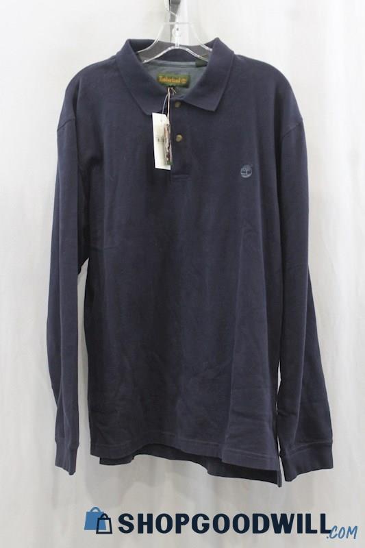 NWT Timberland Men's Blue Polo Long Sleeve Shirt SZ L