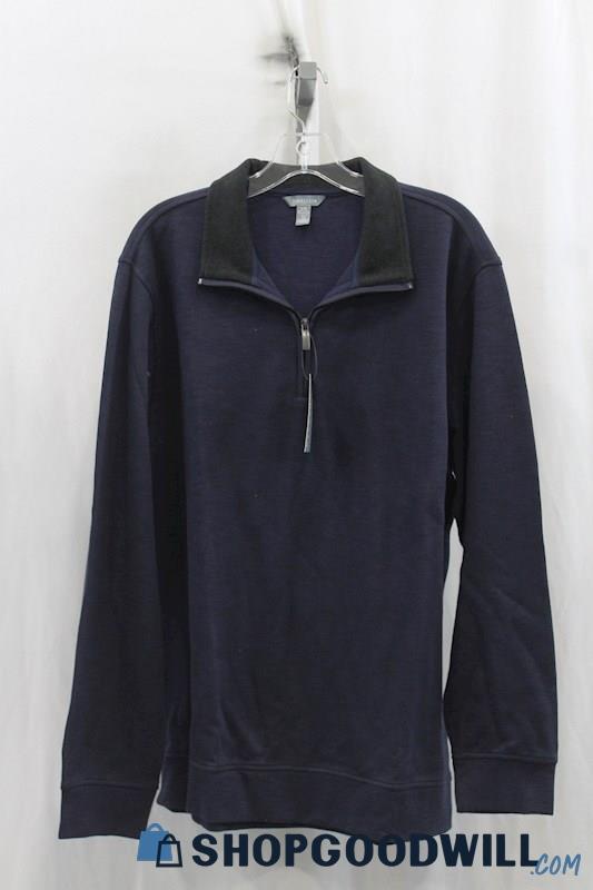 NWT Van Heusen Mens Navy 1/2 Zip Sweater Sz L