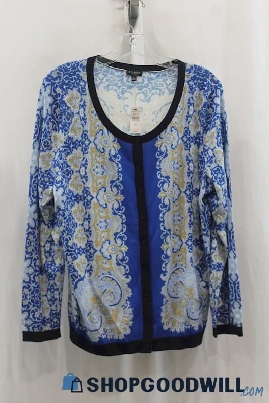 NWT Talbots Women's Blue Design Print Blouse SZ 1XP