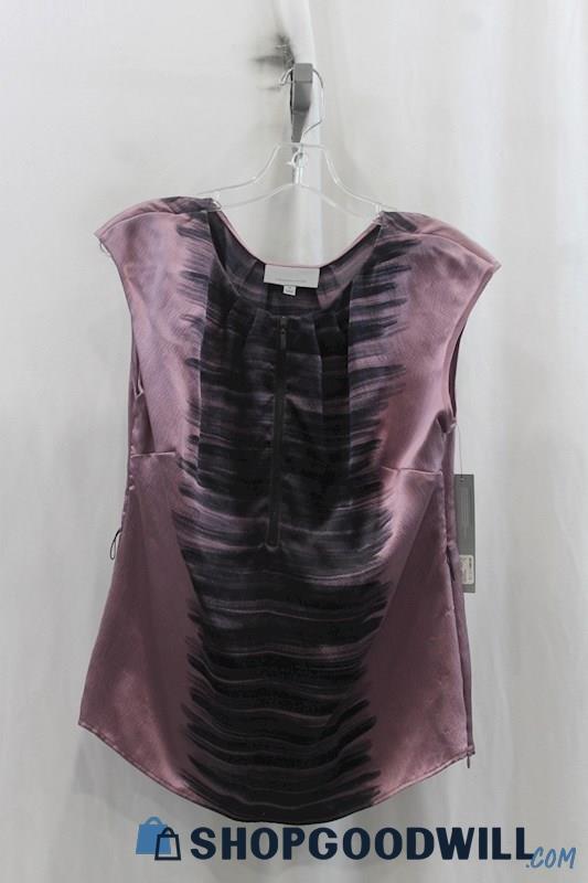 NWT Classiques Entrier Womens Purple Pattern Silk Blouse Sz M