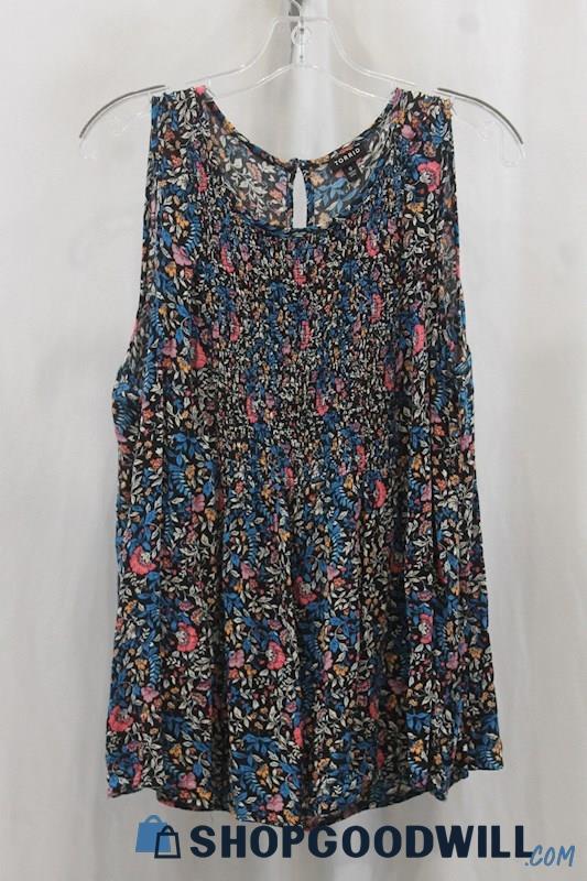 Torrid Women's Blue/Pink Floral Print Tank Blouse SZ L