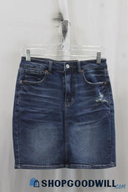 NWT American Eagle Womens Dark Blue Washed Denim Mom Skirt Sz 4