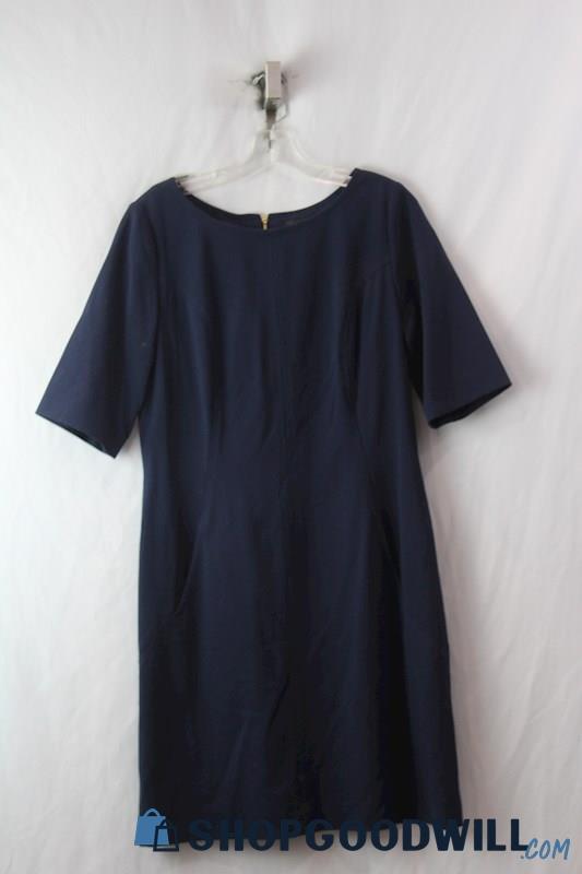 Tahari Women's Blue/Gold 3/4 Sleeve Dress Sz 10