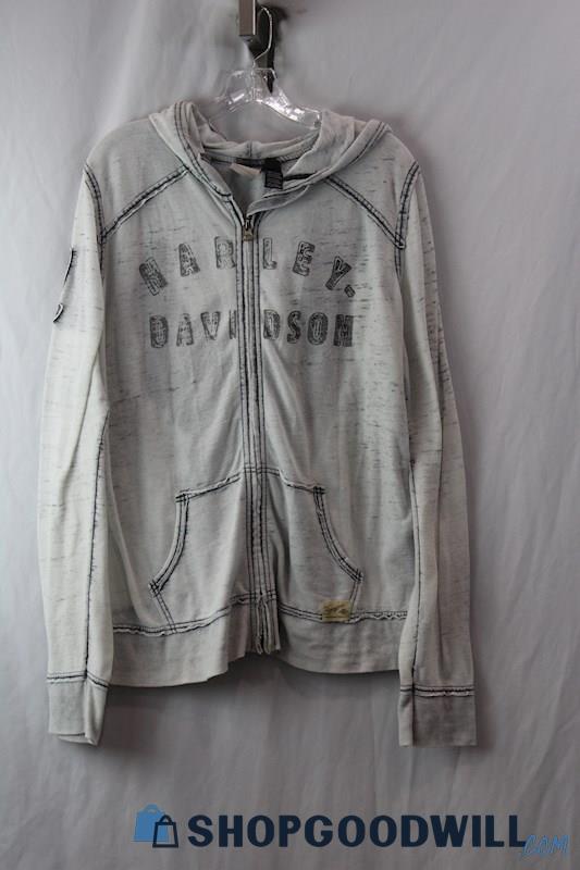 Harley-Davidson Woman's White/Gray Full Zip Sweater sz 2XL