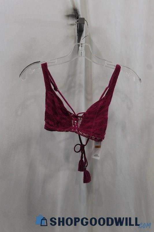 NWT Becca Womens Deep Pink Knit Mesh Swim Top Sz S