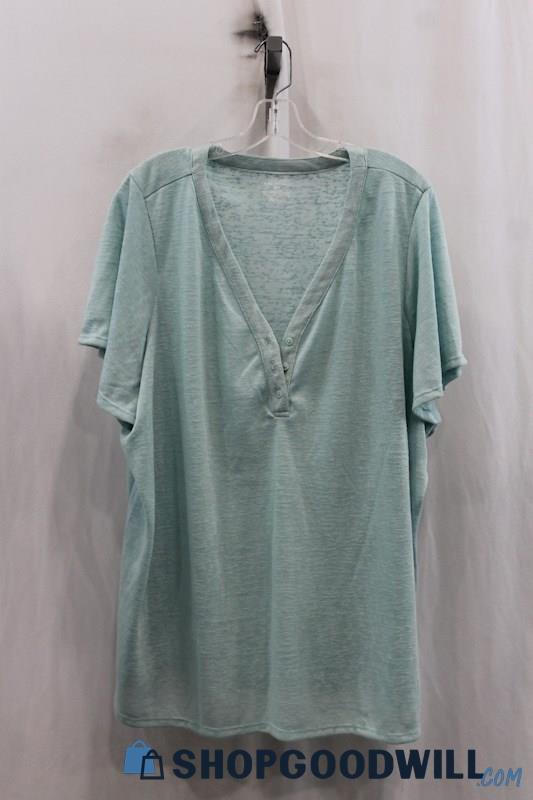 Lane Bryant Womens Heather Blue Henley Shirt Sz 26/28