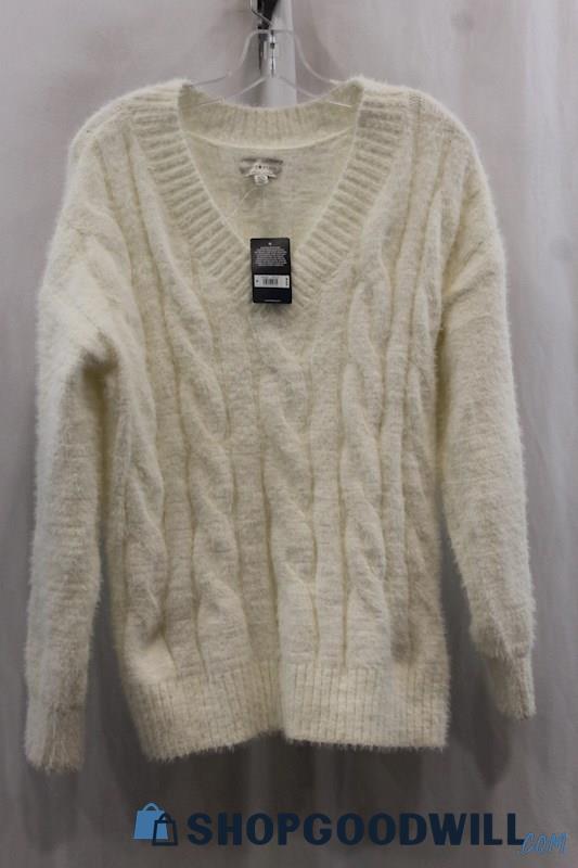 NWT Lucky Brand Women's White Knit Sweater SZ M